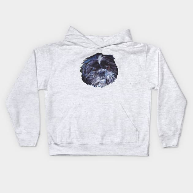 Shih Tzu Fine Art Painting Kids Hoodie by LASHEPARD